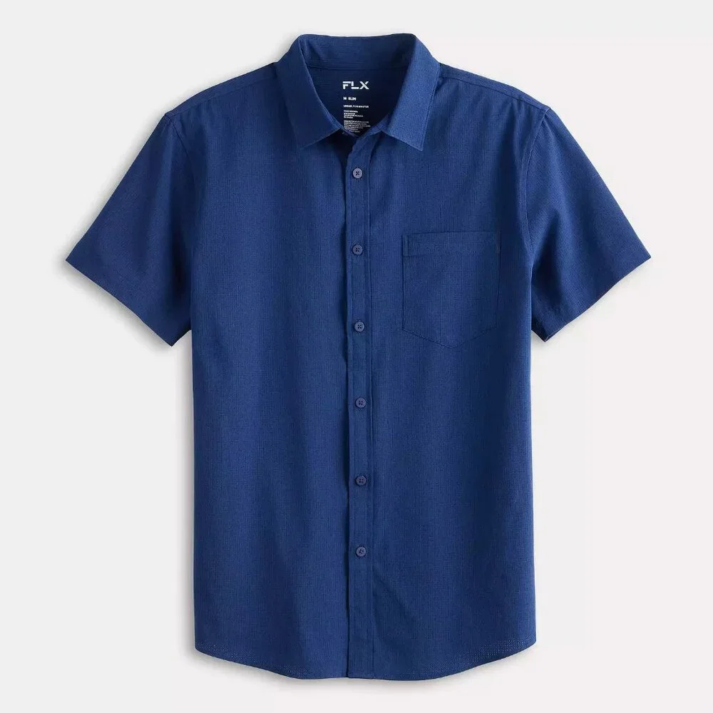 Men's FLX Slim XL Performance Untucked-Fit Button Down Shirt - Picture 8 of 12